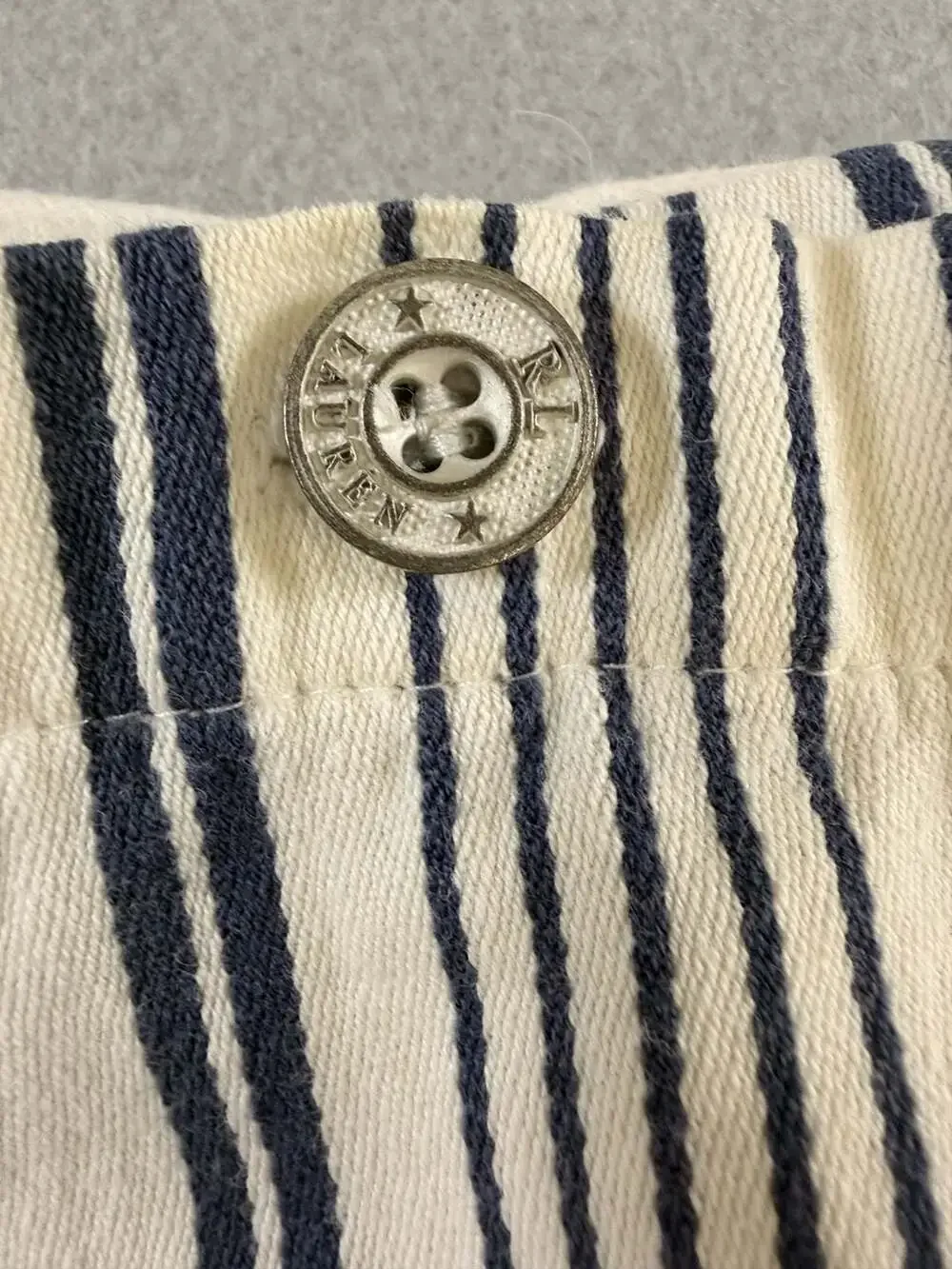 Ralph Lauren Square Decorative Pillow Cover with Striped Border button